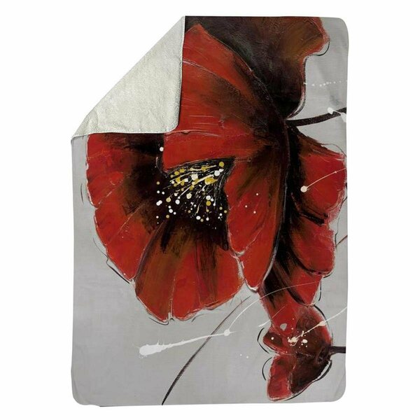 Begin Home Decor 60 x 80 in. Red Poppy Flowers-Sherpa Fleece Blanket 5545-6080-FL7